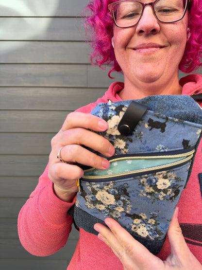 Mini Traveller Sling | Upcycled Denim and Hand-Selected Japanese Fabric | Made in Canada