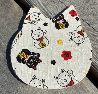 Japanese Fabric Cat Head Coasters