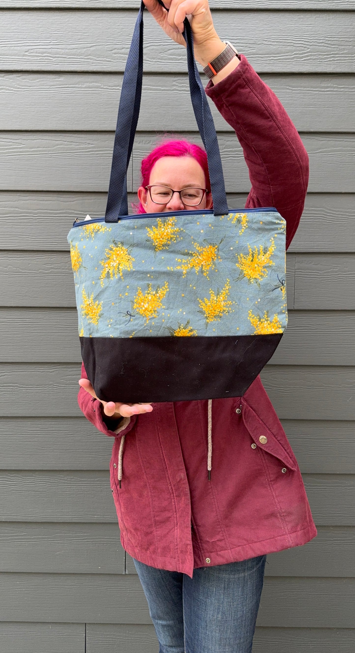 Canvas Bottom Tote Bag | Made in Canada from Japanese Fabric | For Knitting, Crocheting, Books, and More!