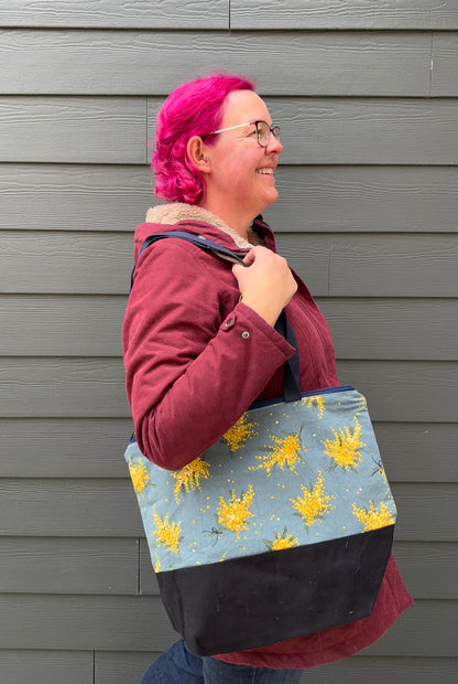 Canvas Bottom Tote Bag | Made in Canada from Japanese Fabric | For Knitting, Crocheting, Books, and More!