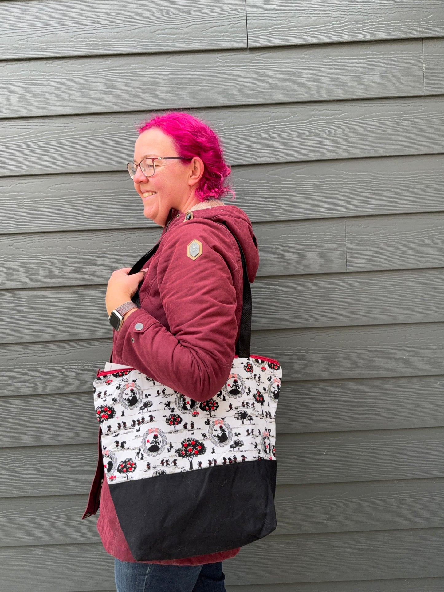 Canvas Bottom Tote Bag | Made in Canada from Japanese Fabric | For Knitting, Crocheting, Books, and More!