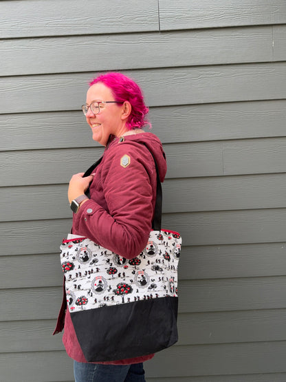 Canvas Bottom Tote Bag | Made in Canada from Japanese Fabric | For Knitting, Crocheting, Books, and More!