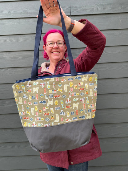 Canvas Bottom Tote Bag | Made in Canada from Japanese Fabric | For Knitting, Crocheting, Books, and More!