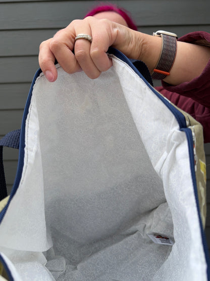 Canvas Bottom Tote Bag | Made in Canada from Japanese Fabric | For Knitting, Crocheting, Books, and More!