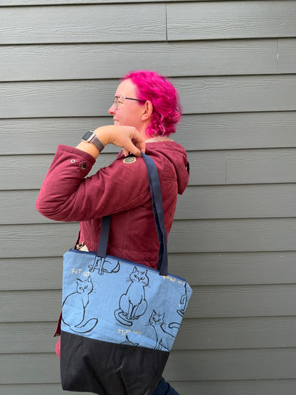 Canvas Bottom Tote Bag | Made in Canada from Japanese Fabric | For Knitting, Crocheting, Books, and More!