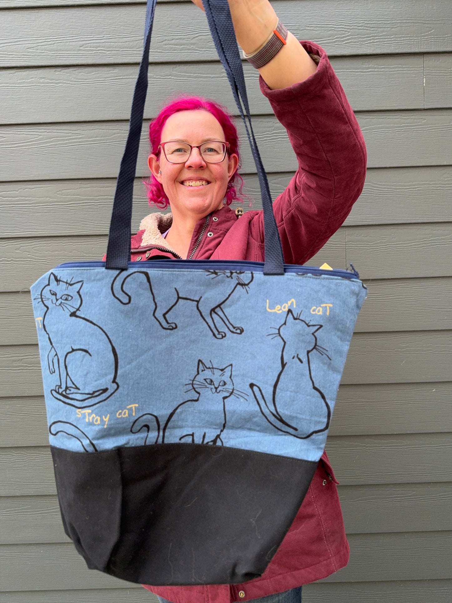 Canvas Bottom Tote Bag | Made in Canada from Japanese Fabric | For Knitting, Crocheting, Books, and More!