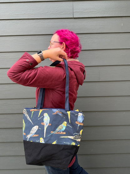 Canvas Bottom Tote Bag | Made in Canada from Japanese Fabric | For Knitting, Crocheting, Books, and More!