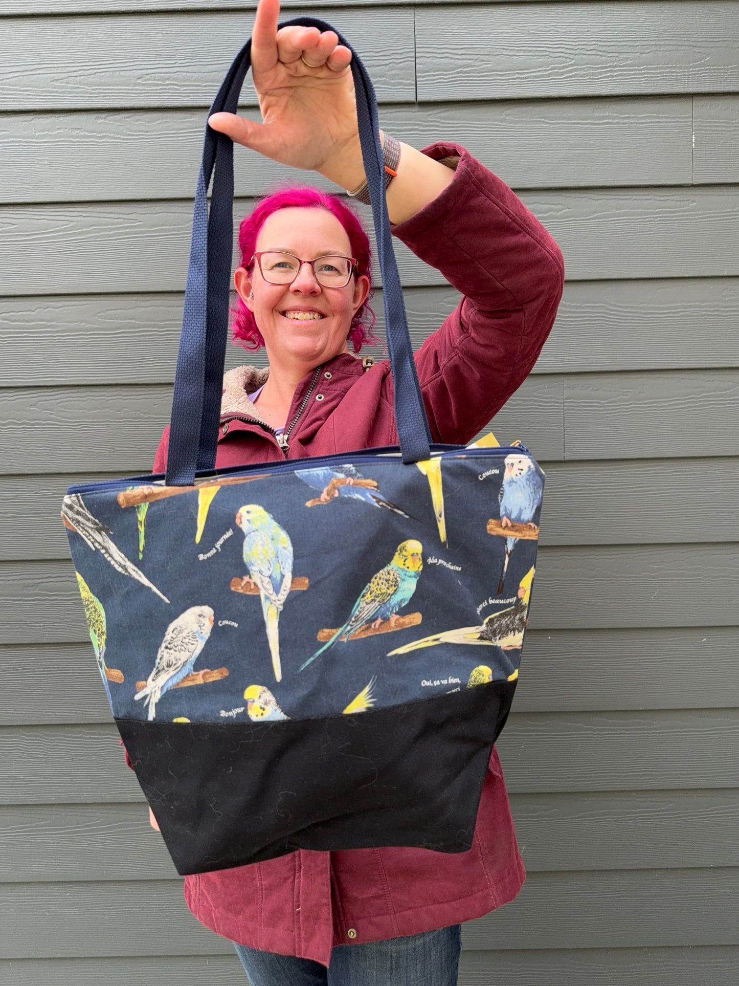 Canvas Bottom Tote Bag | Made in Canada from Japanese Fabric | For Knitting, Crocheting, Books, and More!