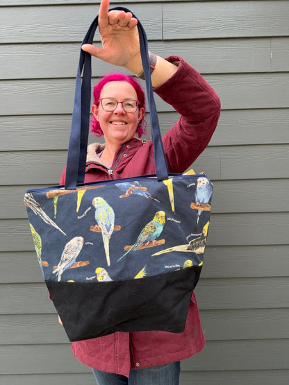 Canvas Bottom Tote Bag | Made in Canada from Japanese Fabric | For Knitting, Crocheting, Books, and More!