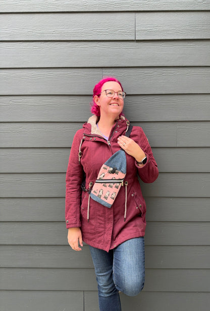 Mini Traveller Sling | Upcycled Denim and Hand-Selected Japanese Fabric | Made in Canada