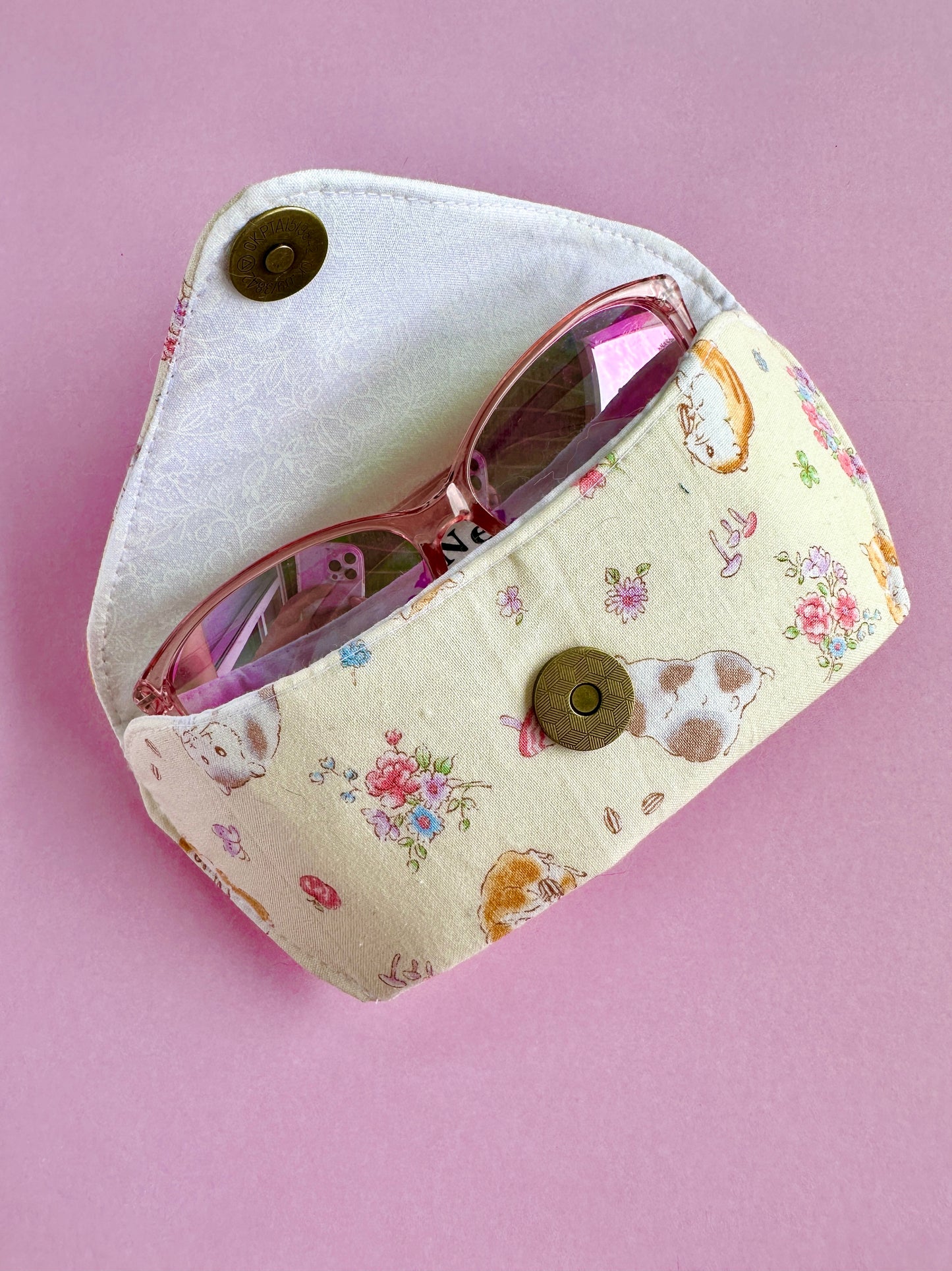 Glasses Case | 90's Hamsters on Faded Butter Yellow