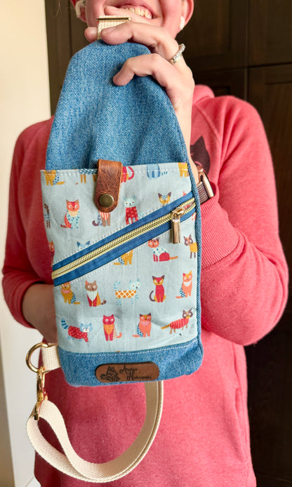 Mini Traveller Sling | Upcycled Denim and Hand-Selected Japanese Fabric | Made in Canada