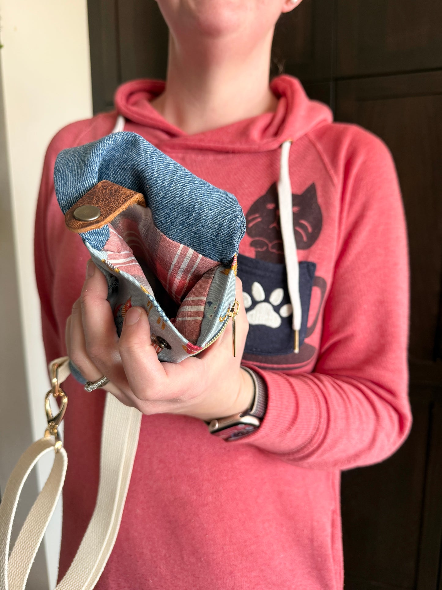 Mini Traveller Sling | Upcycled Denim and Hand-Selected Japanese Fabric | Made in Canada