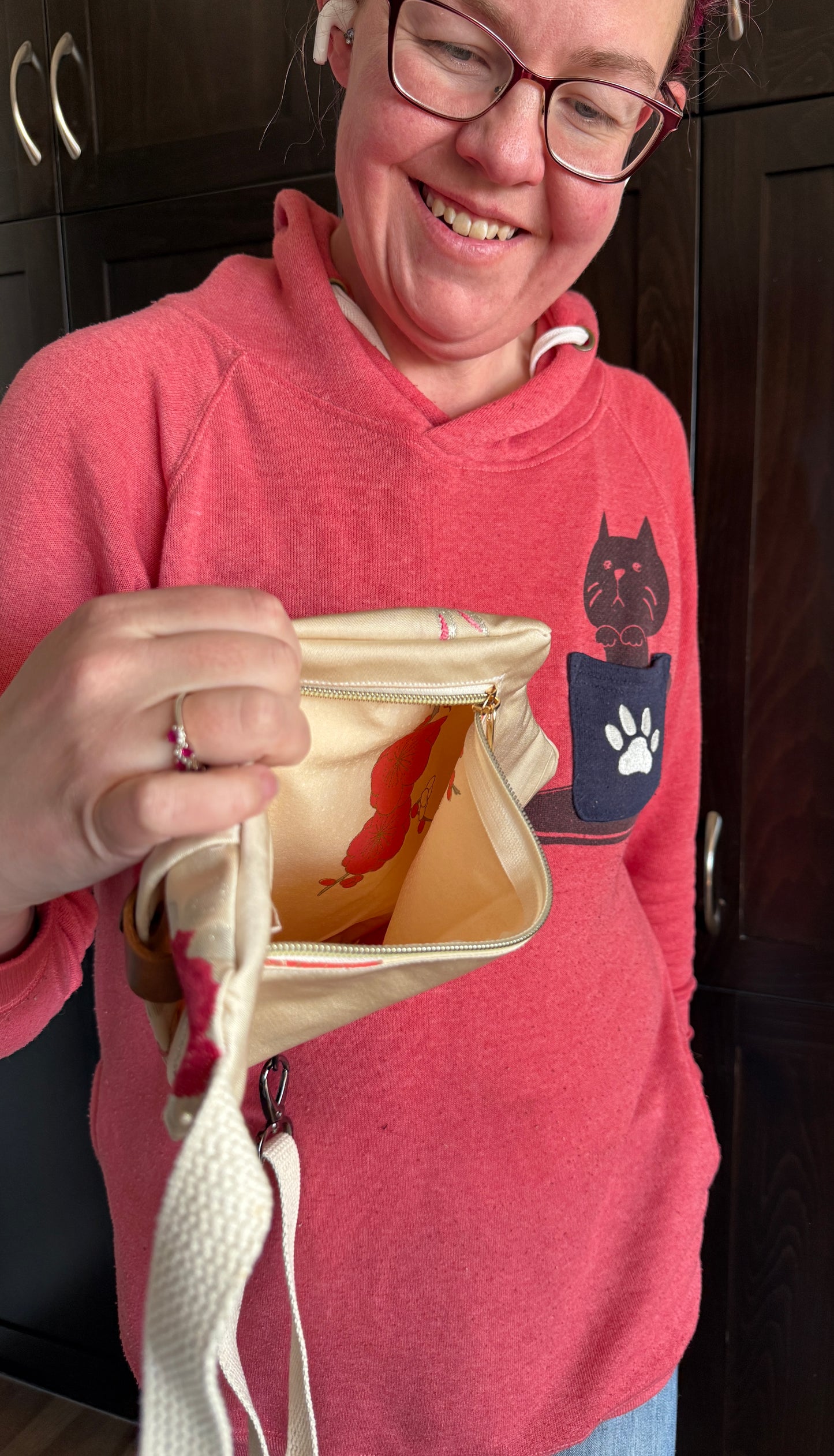 Upcycled Obi | Pink and Silver Florals on Ivory | Artisan Bags Handcrafted in the Foothills of the Canadian Rockies