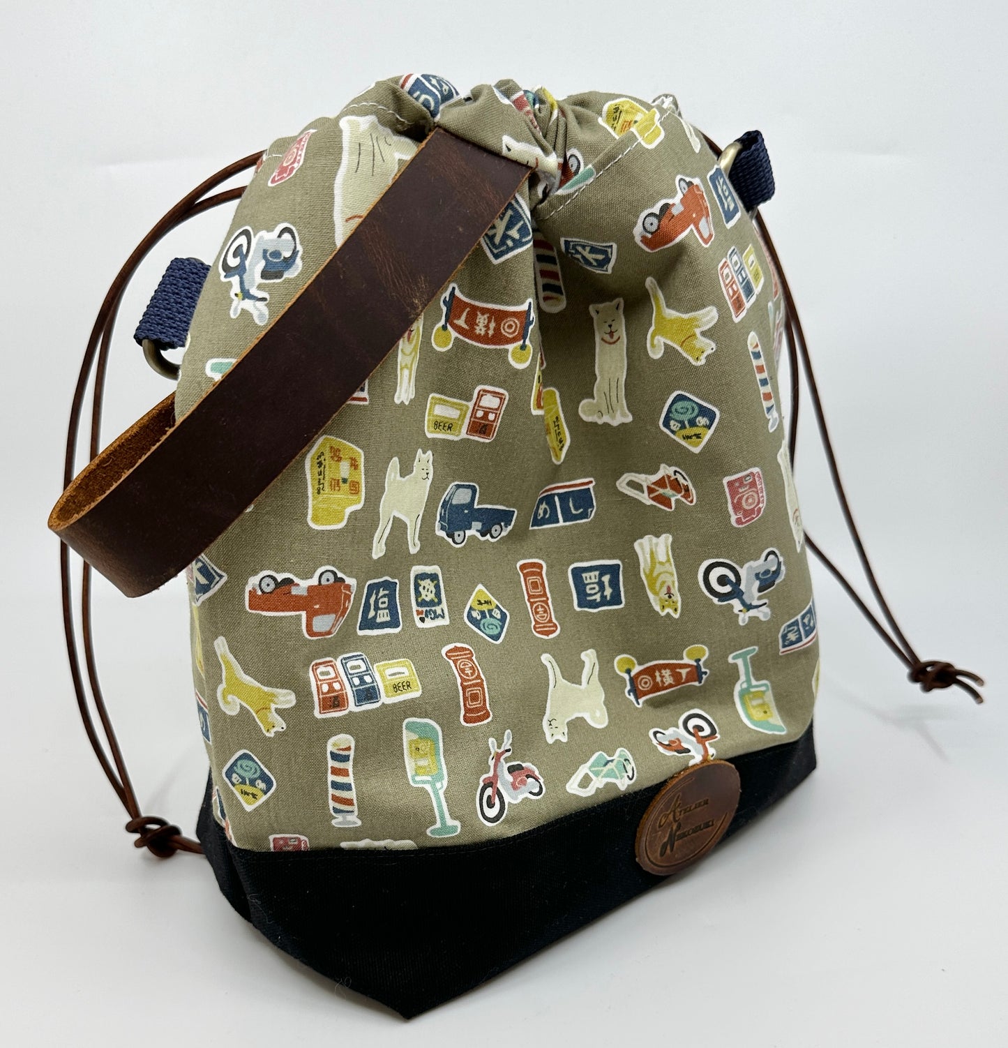 Kato Drawstring Bag | Dog Fabrics Hand Selected in Kyoto and Tokyo, Japan