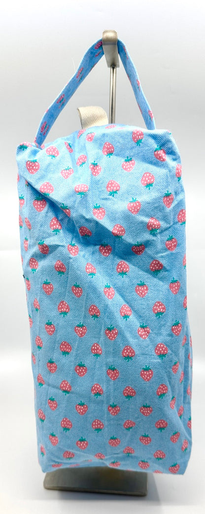 Large Box Bag | Strawberries | Japanese Fabrics Hand-Selected in Japan