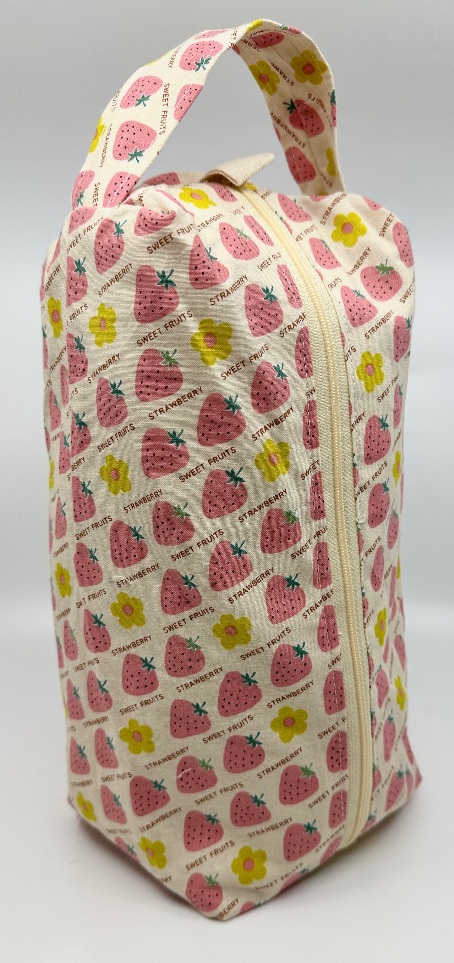 Large Box Bag | Strawberries | Japanese Fabrics Hand-Selected in Japan