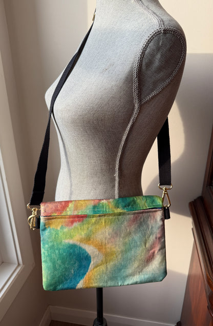 Upcycled Obi Handbag | Large Heidi Crossbody | Watered Rainbow