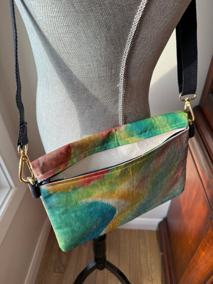 Upcycled Obi Handbag | Large Heidi Crossbody | Watered Rainbow