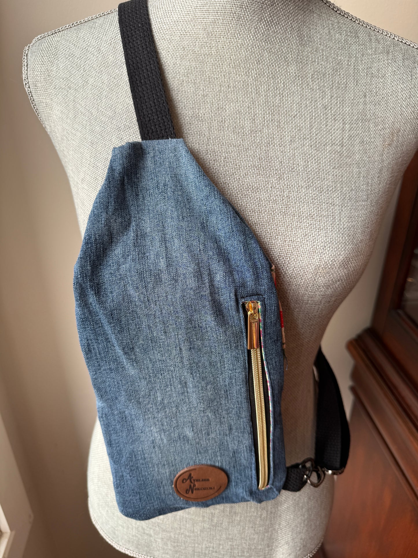 Mini Traveller Sling | Upcycled Denim and Hand-Selected Japanese Fabrics