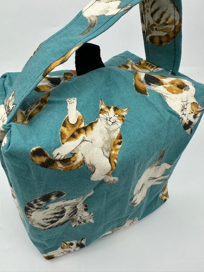 Small Box Bag | Cats | Japanese Fabrics from Japan, Bags Made in Alberta, Canada