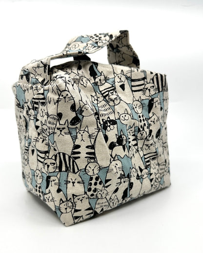 Small Box Bag | Cats | Japanese Fabrics from Japan, Bags Made in Alberta, Canada