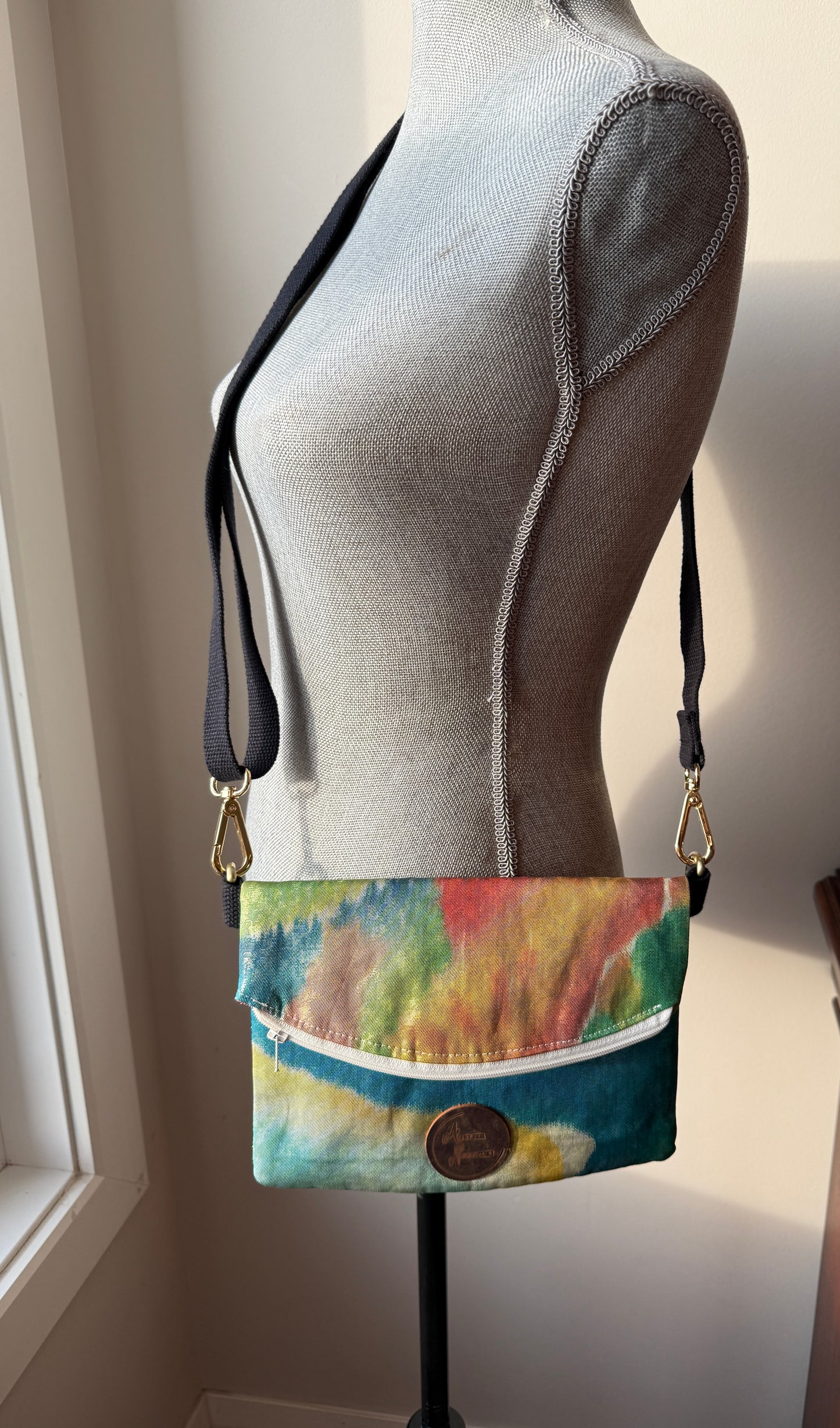 Upcycled Obi Handbag | Small Heidi Crossbody Bag | Watered Rainbow