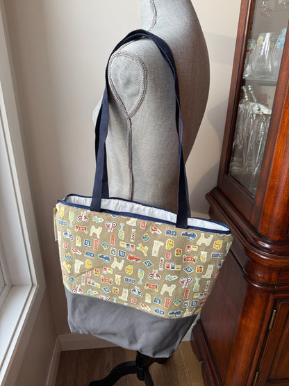 Tote Bag | Japanese Fabric Upper with Canvas Bottom