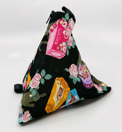 Triangle Pouch | Sassy Cats and Vintage Cosmetics on Black