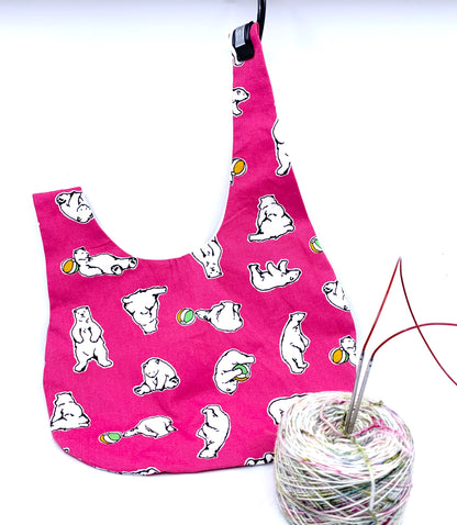 Knot Bag | Polar Bear on Hot Pink