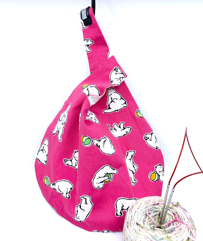 Knot Bag | Polar Bear on Hot Pink