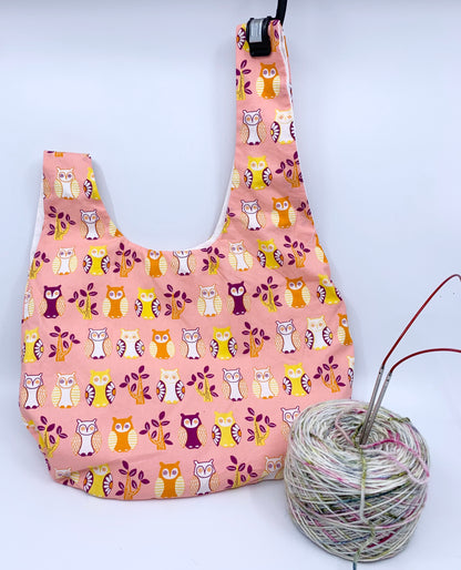 Knot Bag | Bright Owls on Pink