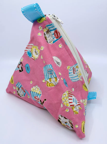 Triangle Pouch | Popcorn Cats on Tropical Pink