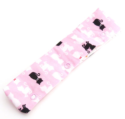 Needle Stasher || DPN Holder || Black Cat and White Cats on Pink Japanese Print for Knitters