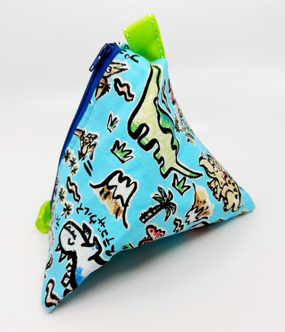 Triangle Pouch | Dinosaurs on Light Blue