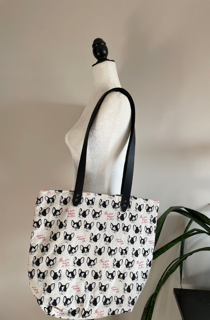 Luxe Tote Bag | Frenchies and Sayings on Natural