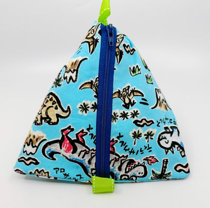 Triangle Pouch | Dinosaurs on Light Blue