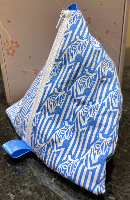 Triangle Pouch | Illusion Zebras in Blue and White
