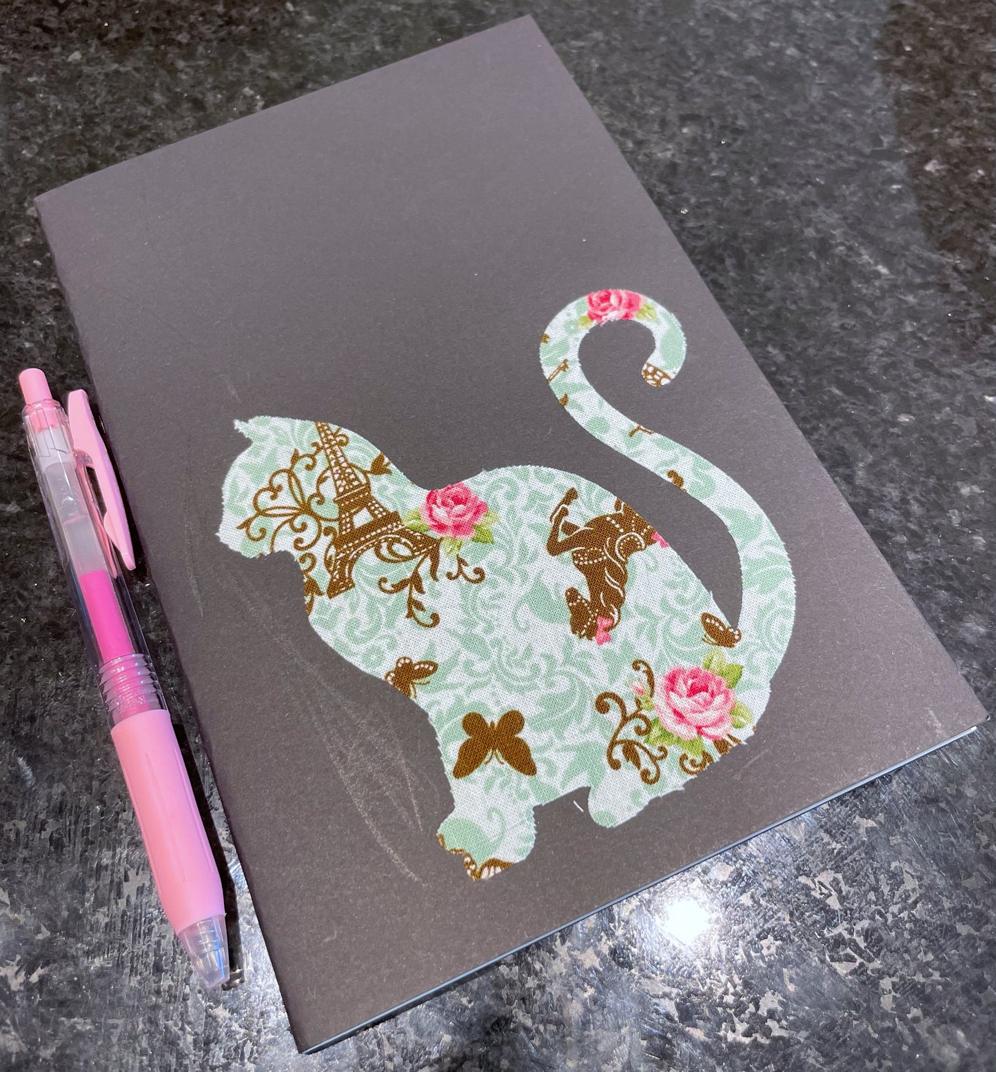 Fabric Appliqué Notebooks | Up Tail Cat Silhouettes