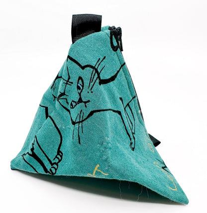 Triangle Pouch | Stray Cat on Teal