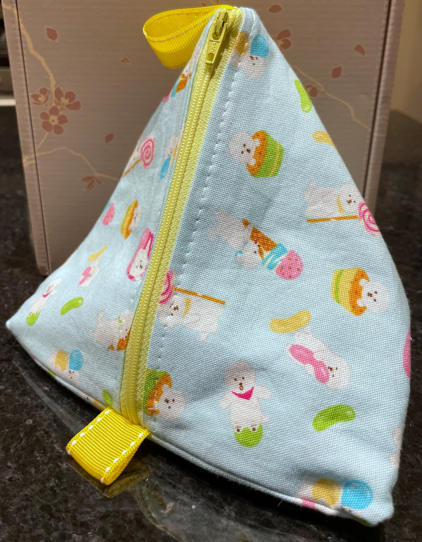 Triangle Pouch | Bichons and Sweets Light Blue