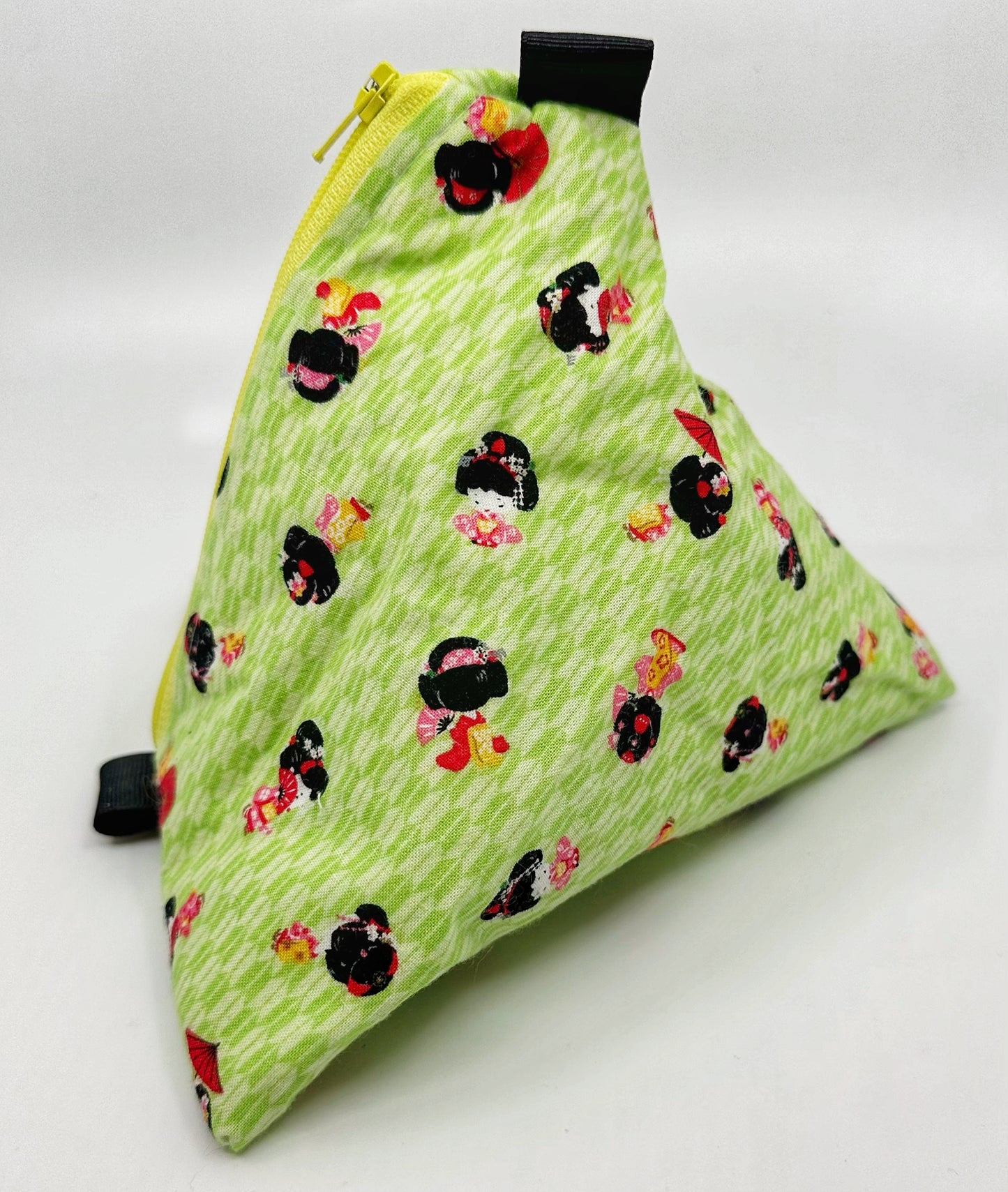 Triangle Pouch | Mini Maiko on Lime Green