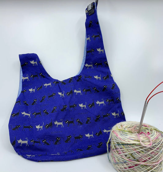 Knot Bag | Cats Lined Up on Imperial Blue