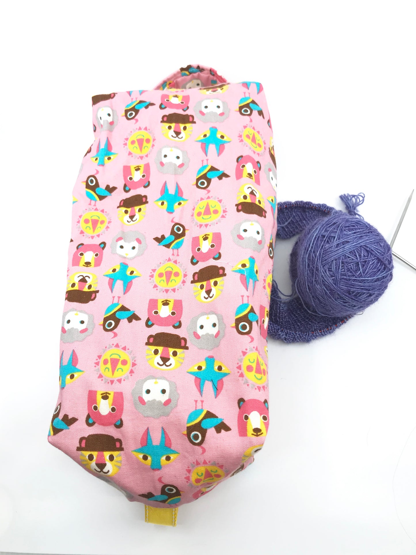 Large Box Bag || All the Animals on Pink || Japanese Fabric Project Bag