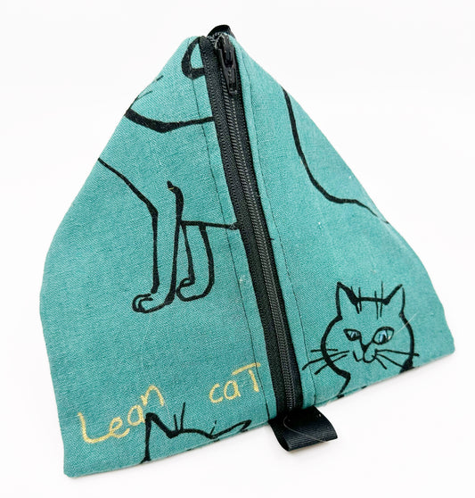 Triangle Pouch | Stray Cat on Teal
