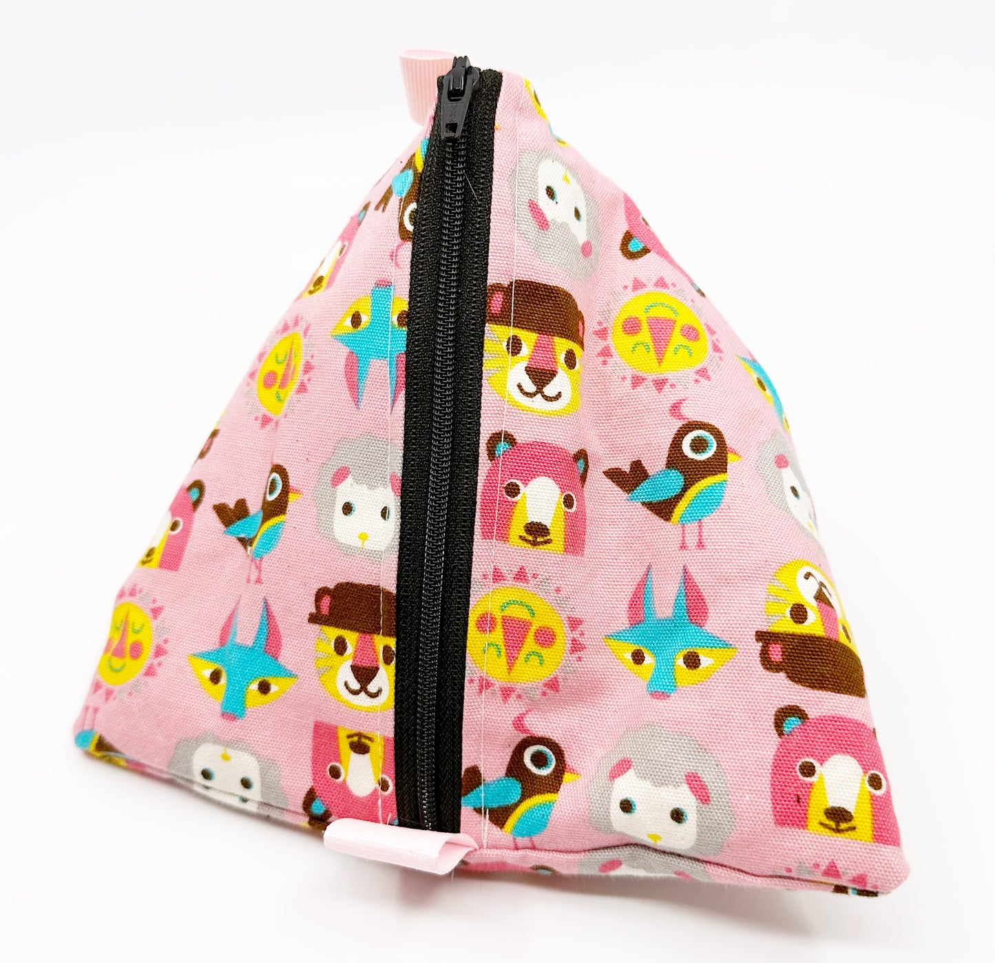 Triangle Pouch | All the Animals on Pink