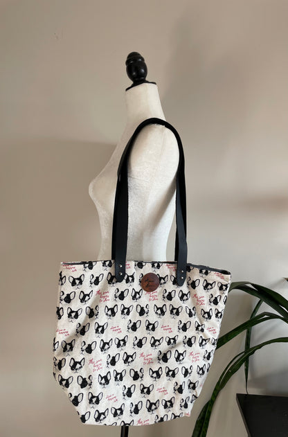 Luxe Tote Bag | Frenchies and Sayings on Natural