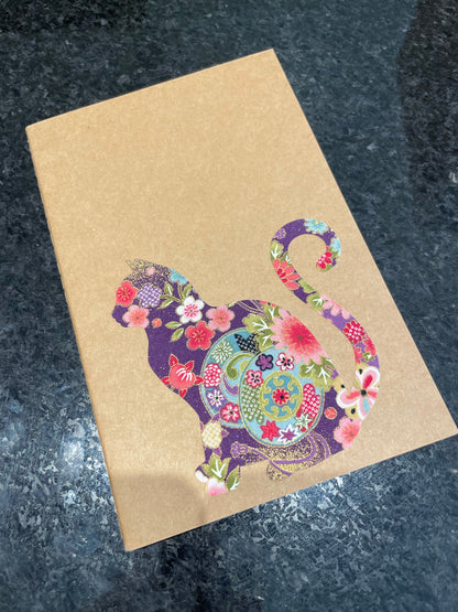 Fabric Appliqué Notebooks | Up Tail Cat Silhouettes