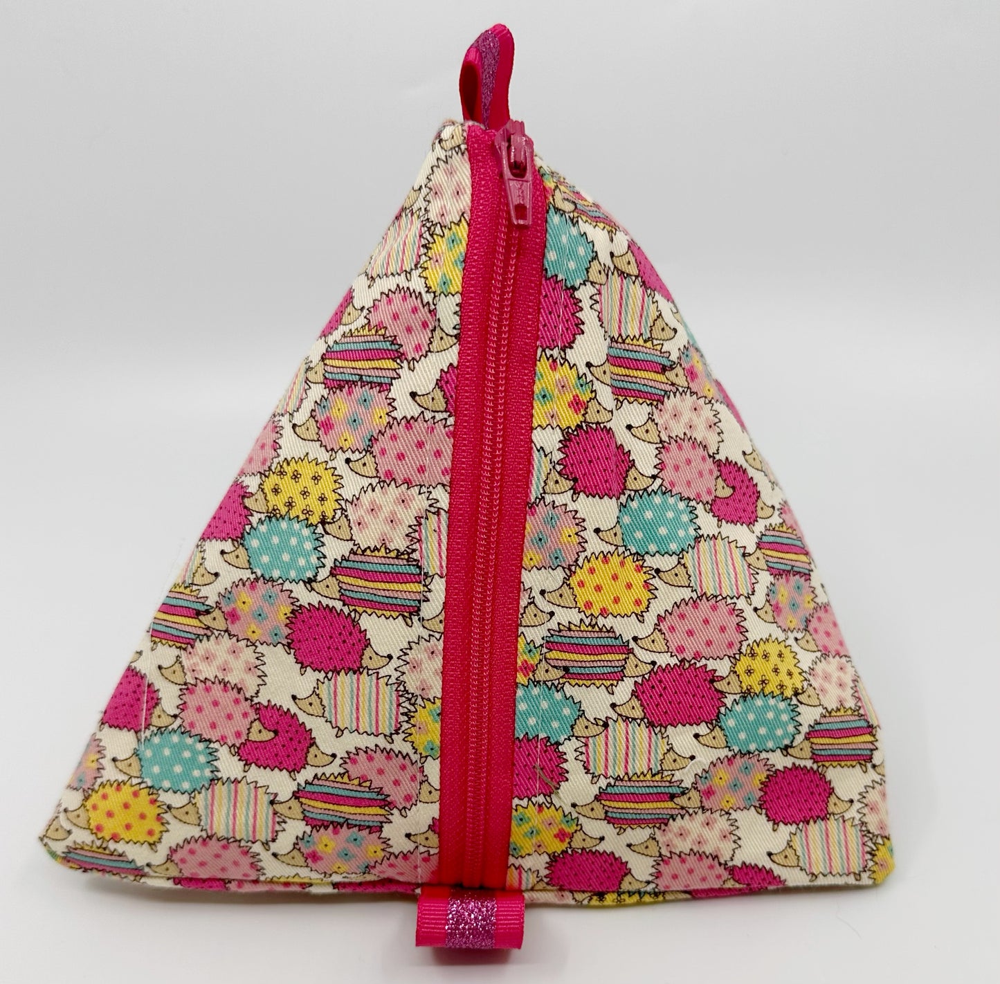 Triangle Pouch | Multicolour Hedgehogs in Pink