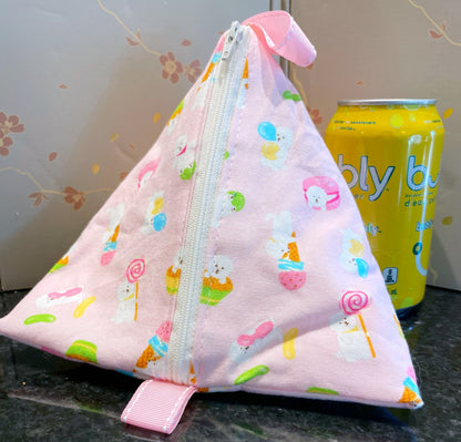 Triangle Pouch | Bichons and Sweets on Light Pink